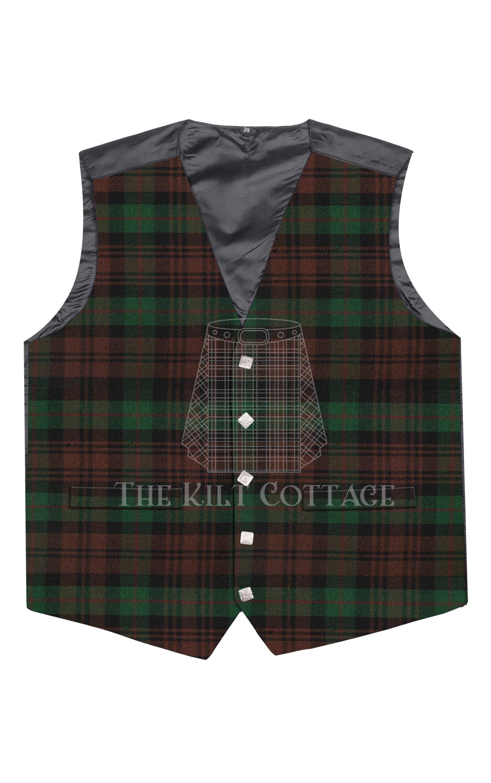 Brown Watch Tartan 5 Buttons Argyll Waistcoat