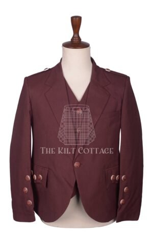 Burgundy Wool Argyll Jacket and Waistcoat