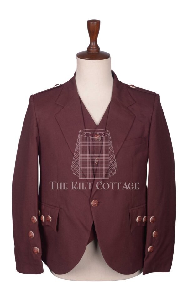 Burgundy Wool Argyll Jacket and Waistcoat