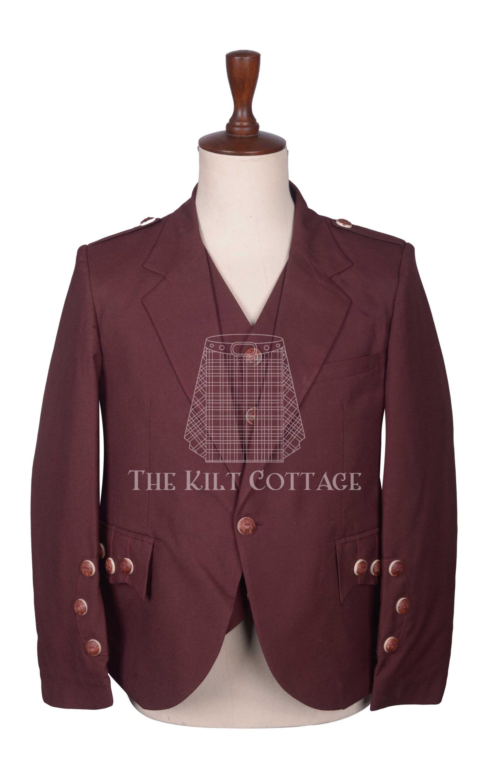 Burgundy Wool Argyll Jacket and Waistcoat