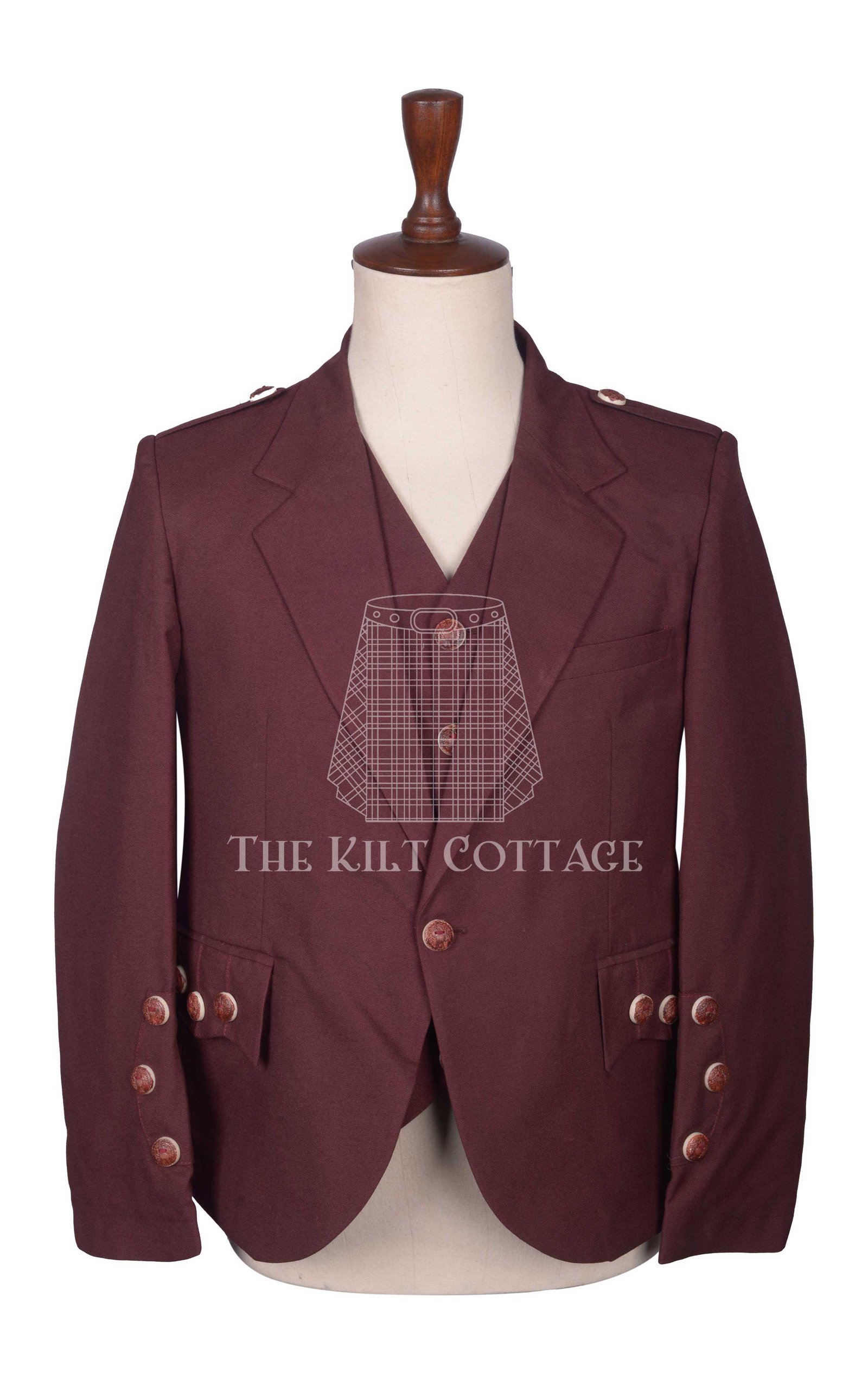 Burgundy Wool Argyll Jacket and Waistcoat (3) Burgundy Wool Argyll Jacket and Waistcoat