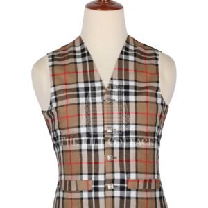 Camel of Thompson Tartan 5 Buttons Argyll Waistcoat