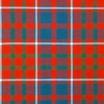 “Cameron of Lochiel Ancient Tartan Fabric: orangey‑red base with blue, green & white in 100% wool — perfect for kilts, jackets & crafts.”