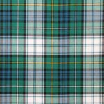 “Campbell Dress Ancient Tartan Fabric: light green & blue with black, white & yellow checks in 100% wool—perfect for kilts, crafts & décor.