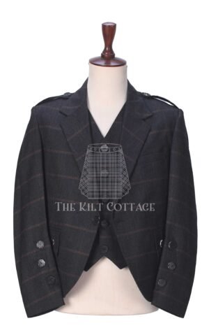 Charcoal Gray Plaid Tweed Jacket and Waistcoat