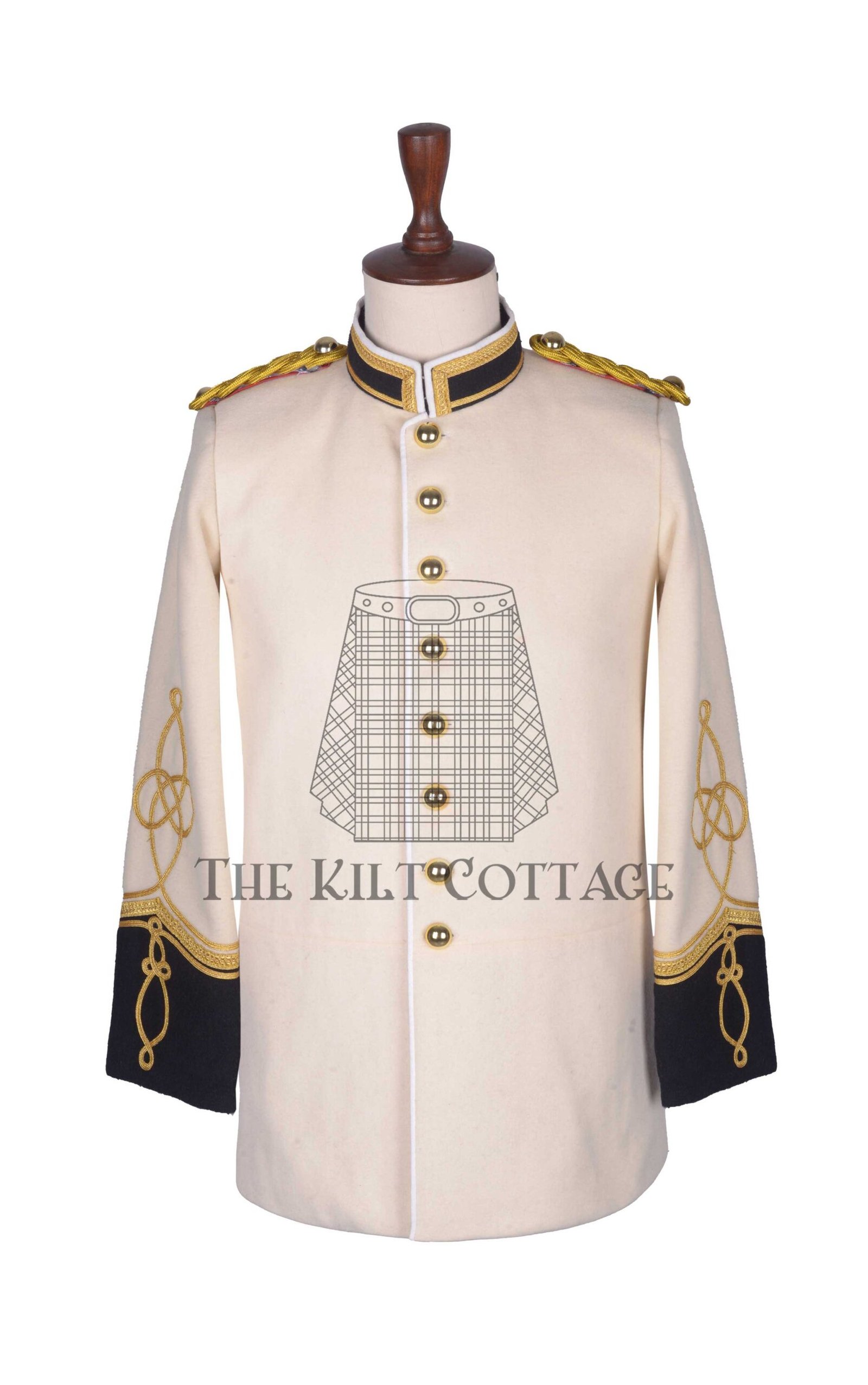 Cream Wool Military Officer Tunic Rennaisance Jacket