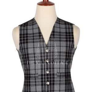 Gray Watch Tartan 5 Buttons Argyll Waistcoat