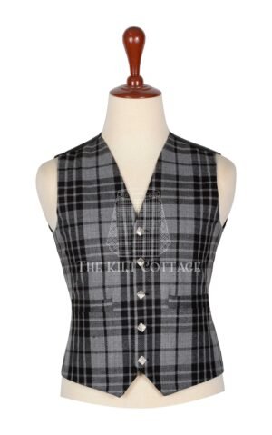 Gray Watch Tartan 5 Buttons Argyll Waistcoat