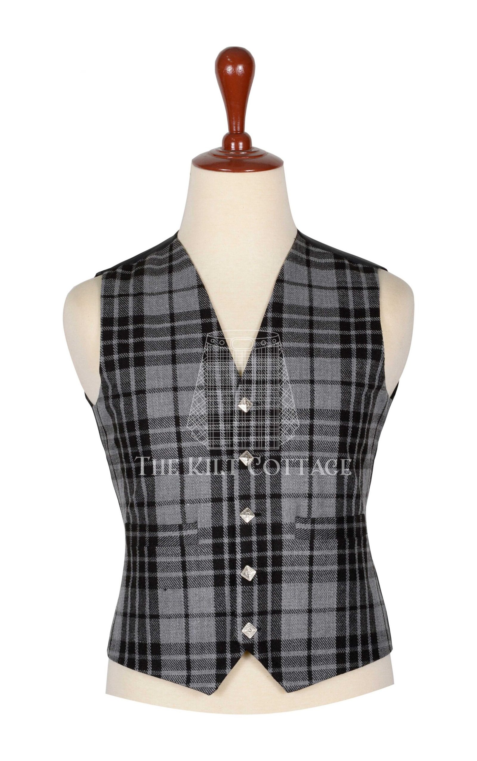 Gray Watch Tartan 5 Buttons Argyll Waistcoat