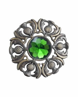 Green Antique Brass Scottish brooch