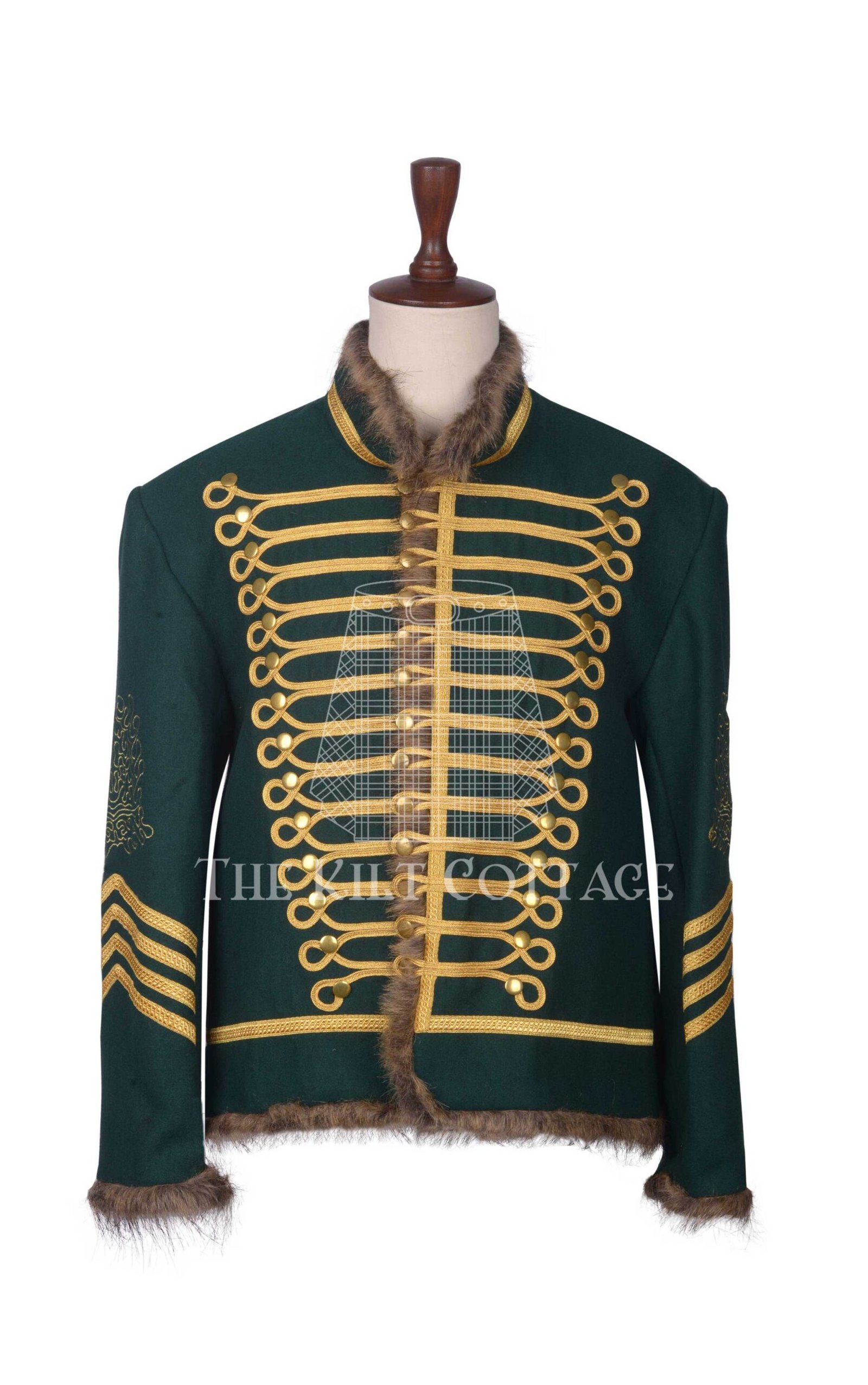 Green Wool Gold Braided Royal Military Officer Jacket