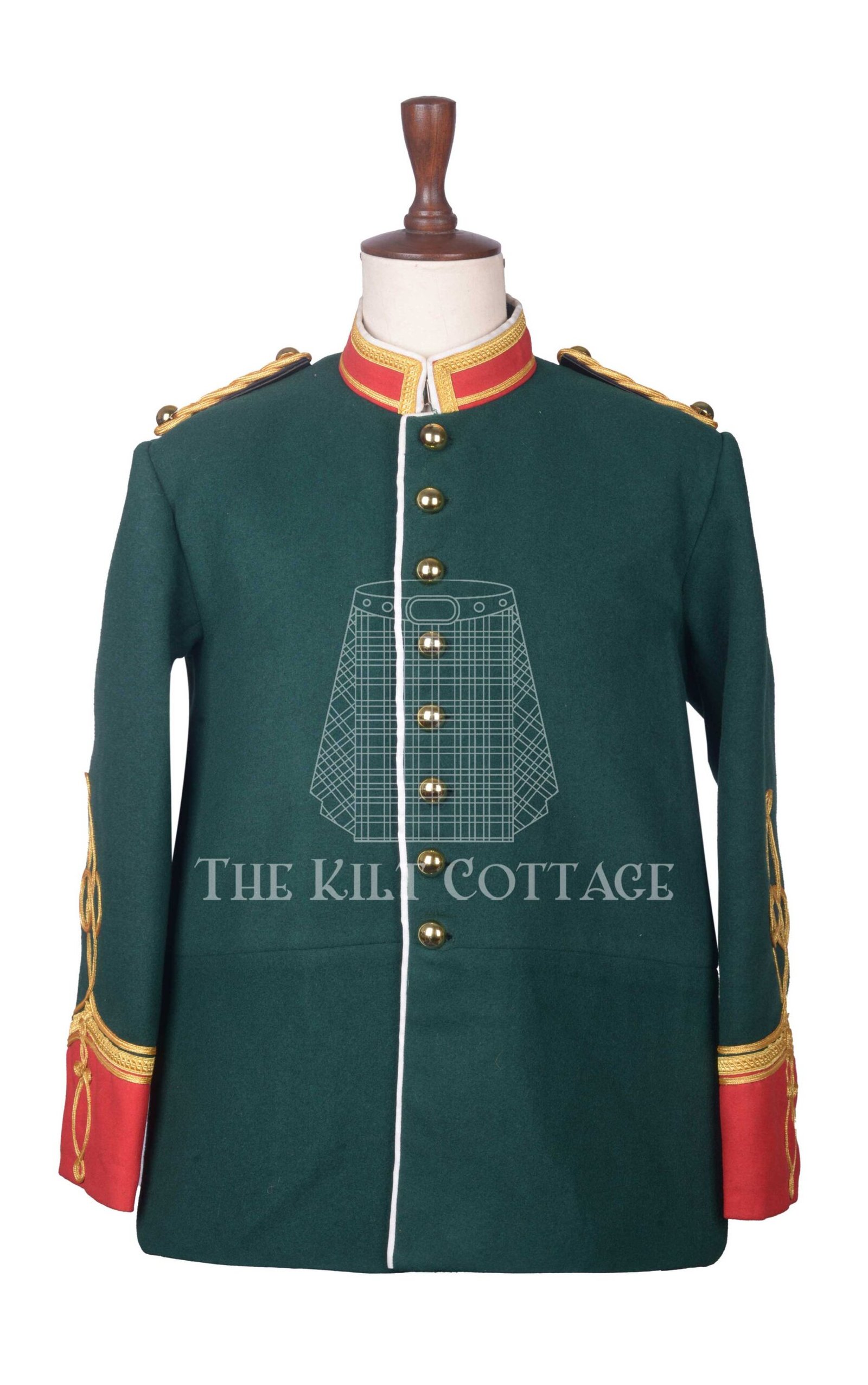 Green Wool Military Officer Tunic Rennaisance Jacket