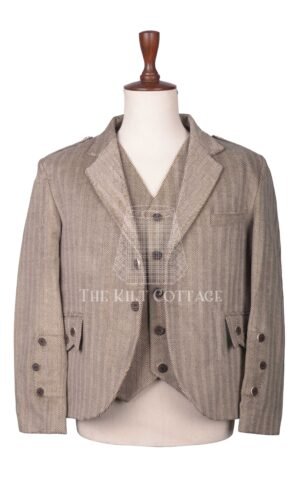 Khaki Sand Tweed Argyll Jacket and Waistcoat