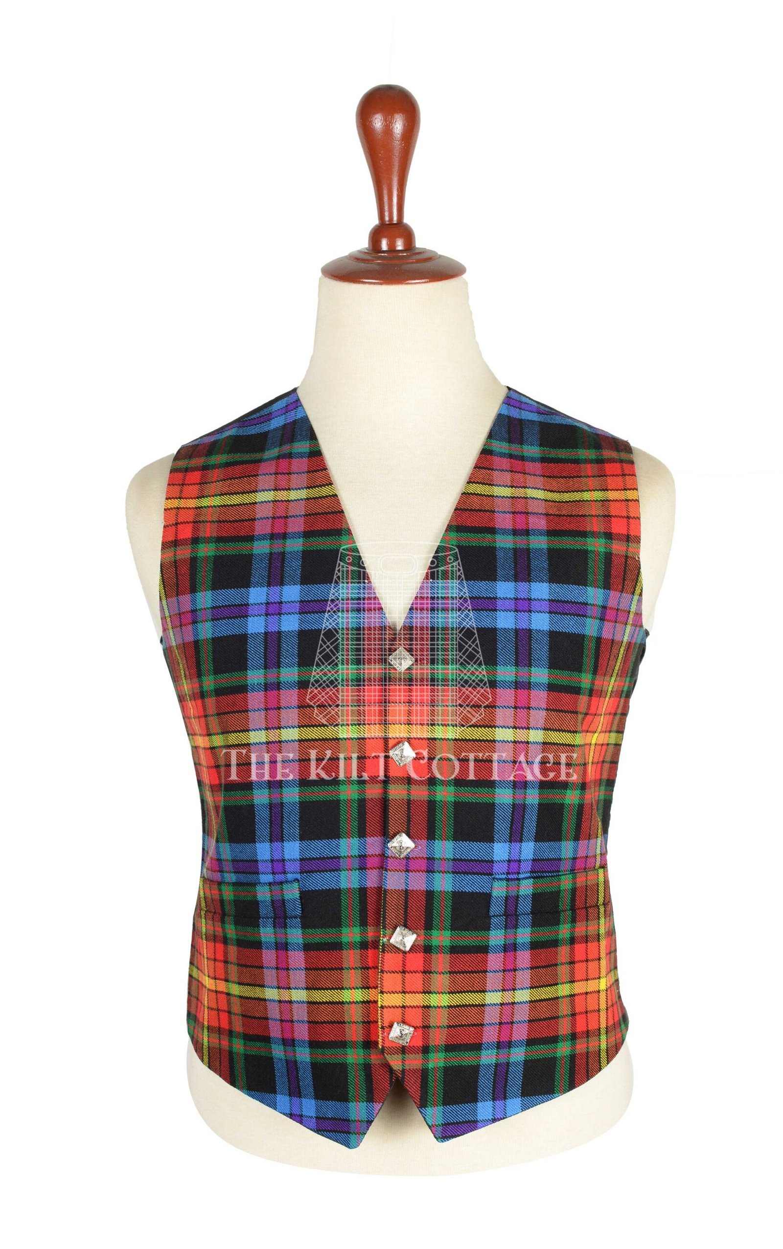 LGBTQ Pride Tartan 5 Buttons Argyll Waistcoat