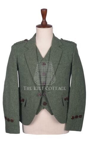 Lovat Green Melton Wool Argyll Jacket and Waistcoat