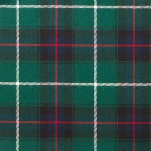 MacDonald of the Isles Hunting Modern Lightweight Tartan is a green-based tartan with shades of blue. Woven using 100% Pure New Acrylic Wool this tartan is available for made to measure products, accessories, soft furnishings and craft projects. Made here in our mill in Selkirk, Scotland. MacDonald of the Isles Somerled of the Isles, founder of Clan Donald, expelled the Norsemen from the Isles in the 12th century. He was killed in 1164 when engaged in the battle against King Malcolm IV. John, son of Angus Og, who supported Robert the Bruce, took the title of "Lord of the Isles.
