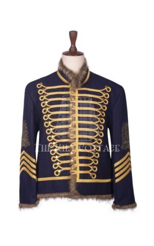 Navy Wool Gold Braided Royal Military Officer Jacket
