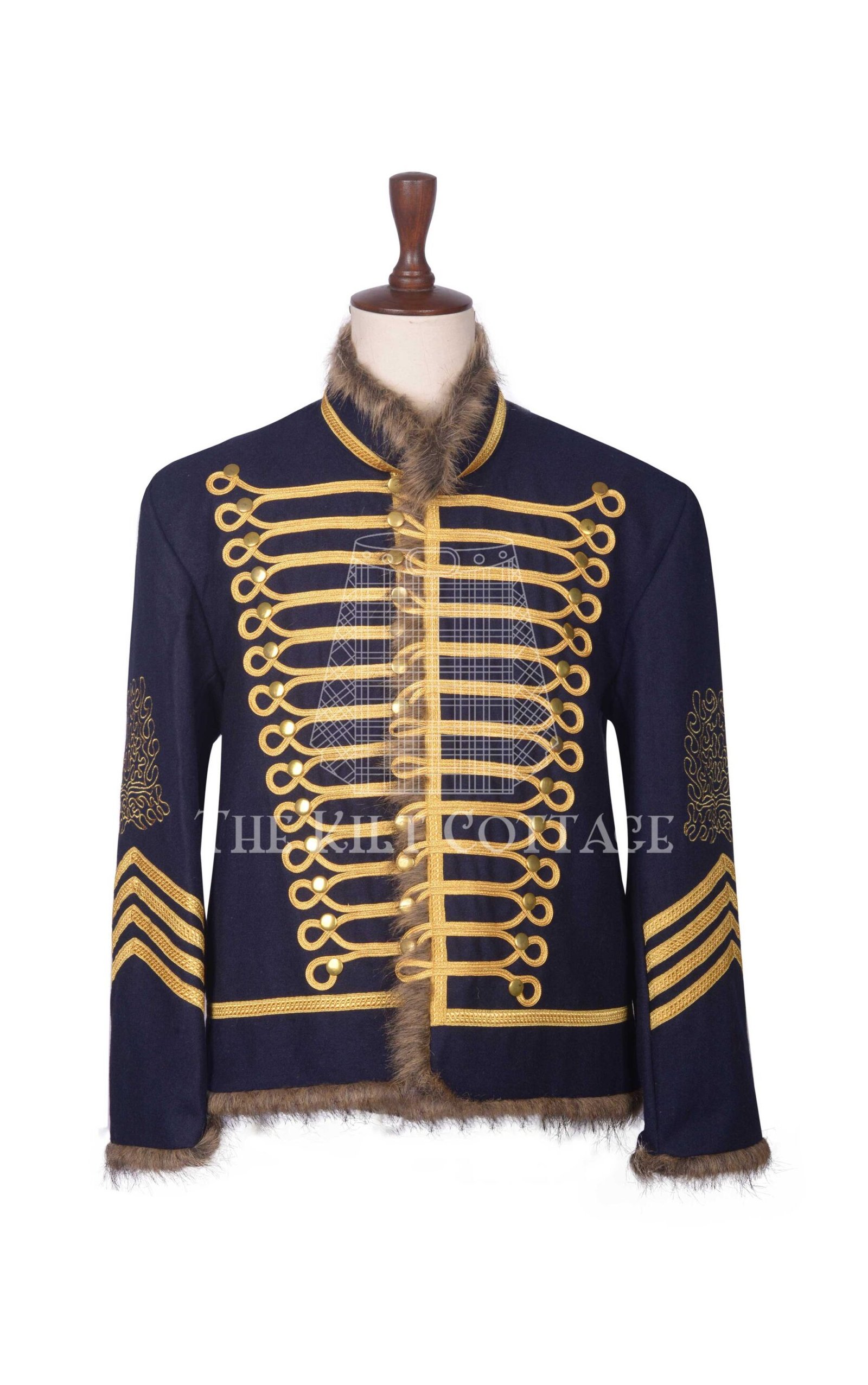 Navy Wool Gold Braided Royal Military Officer Jacket