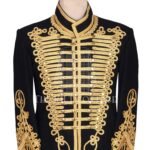 Premium Hand Braided Black Wool Gold Braided Jacket