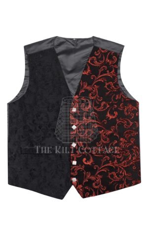 Black & Red Barcode 5 Buttons Argyll Waistcoat