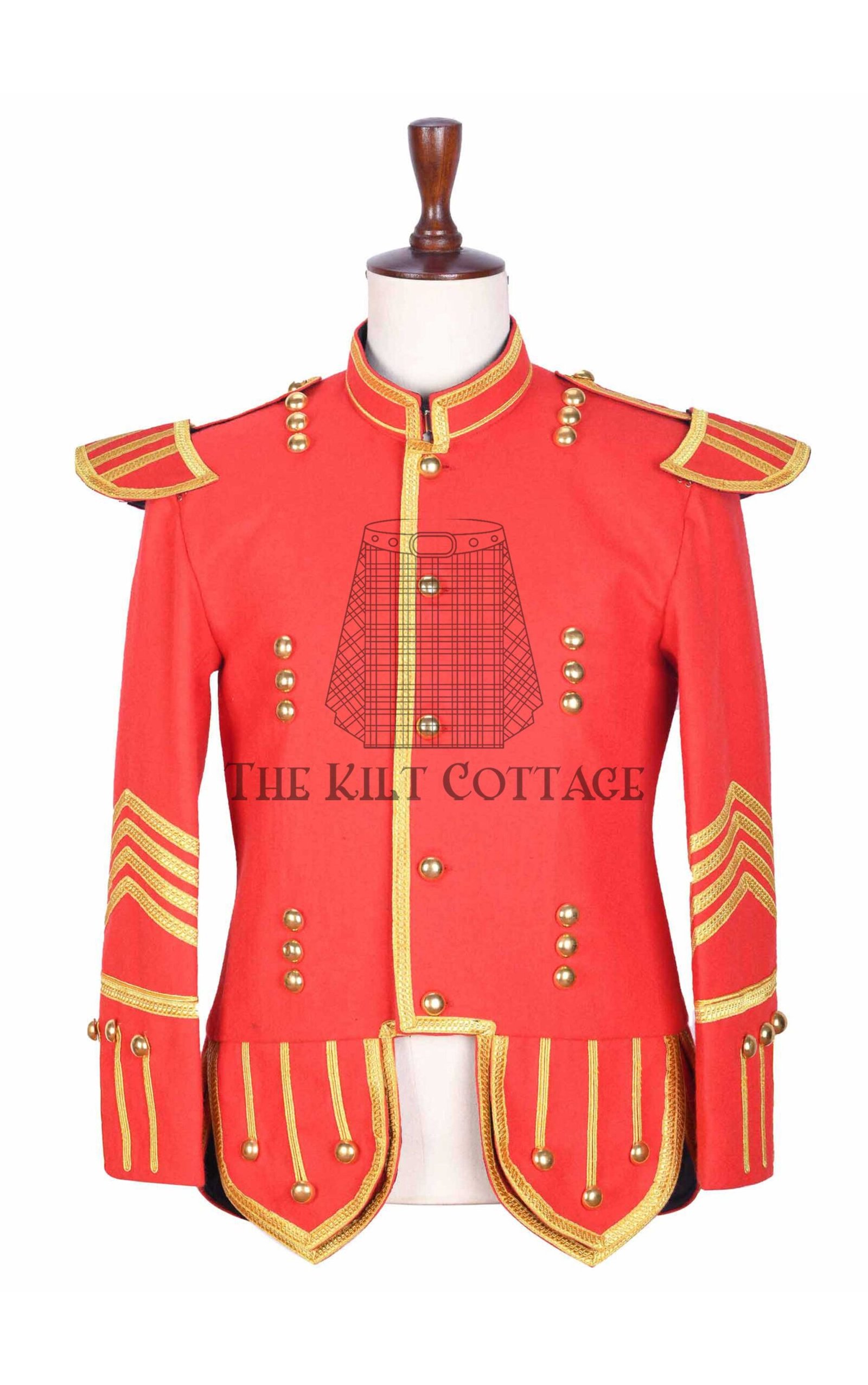 Scottish Red Gold Military Doublet Jacket