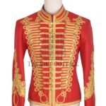 Red Melton Wool Gold Braided Military Renaissance Jacket