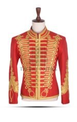 Red Melton Wool Gold Braided Military Renaissance Jacket