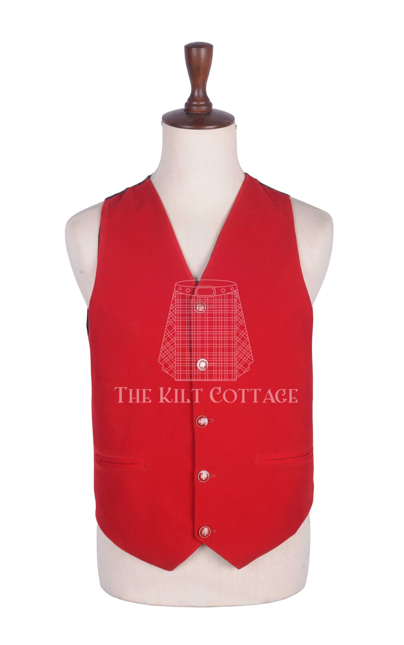 Red Velvet 5 Buttons Argyll Waistcoat