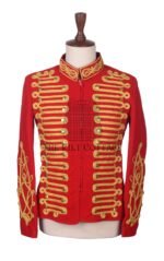 Red Wool Gold Braided Royal Military Officer Jacket