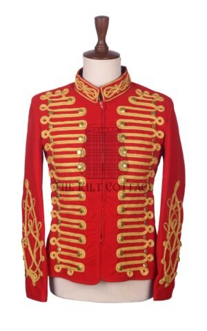 Red Wool Gold Braided Royal Military Officer Jacket