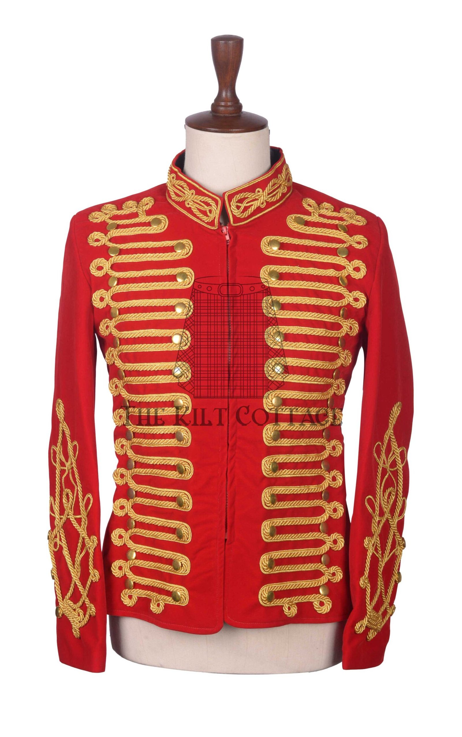 Red Wool Gold Braided Royal Military Officer Jacket