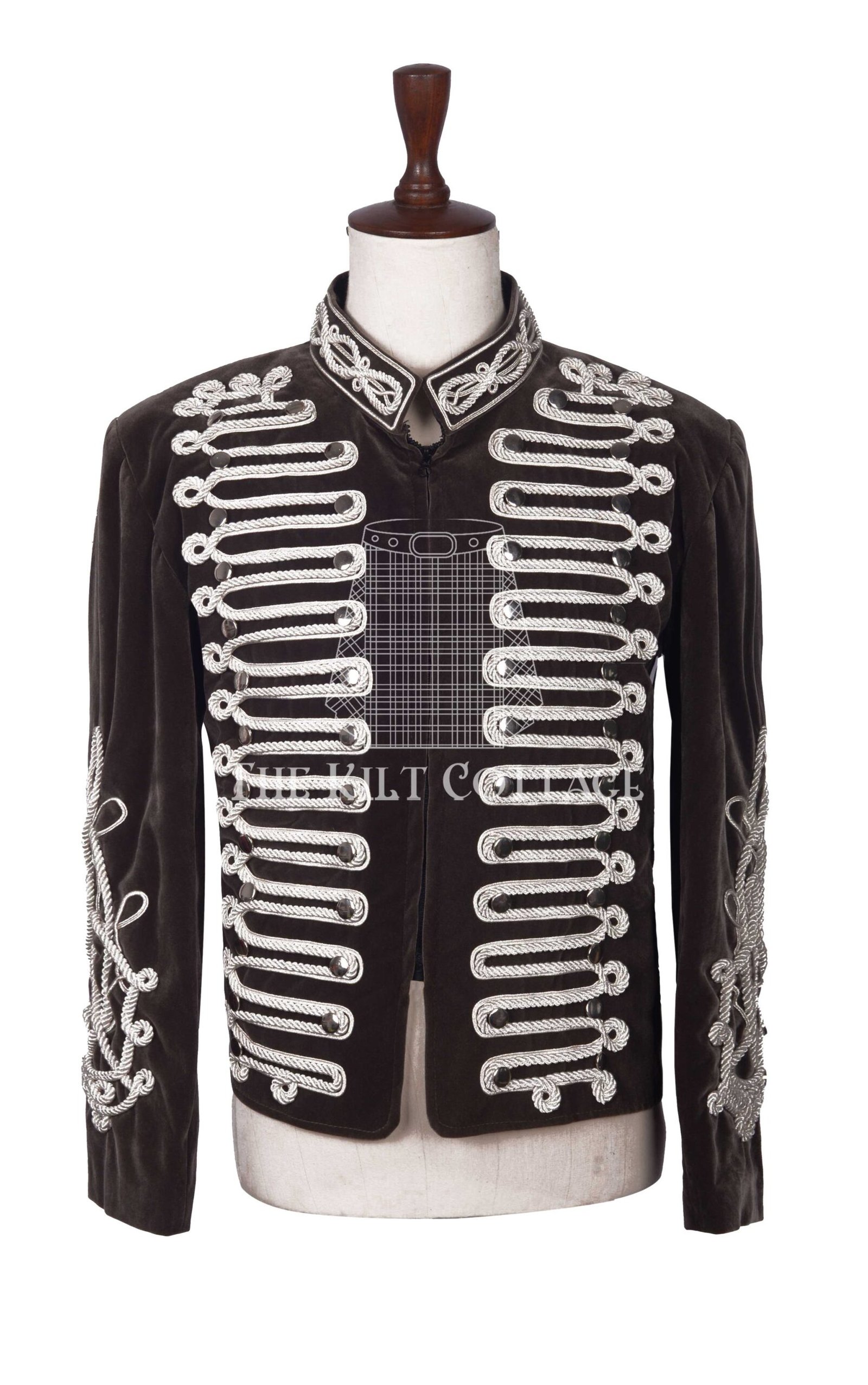 Rennaisance Military Officer Jacket Silver Braided