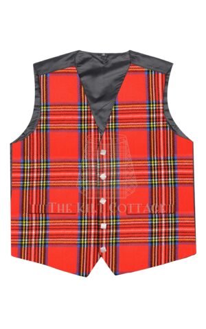 Royal Stewart Tartan 5 Buttons Argyll Waistcoat