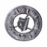 Irish Harp kilt Fly Plaid Chrome Scottish Brooch