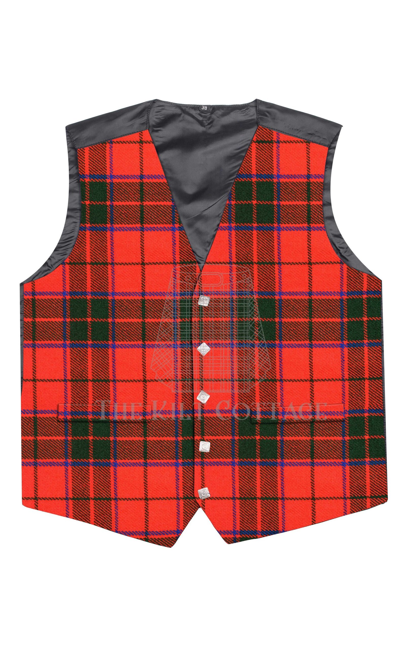 Scottish Rose Tartan 5 Buttons Argyll Waistcoat
