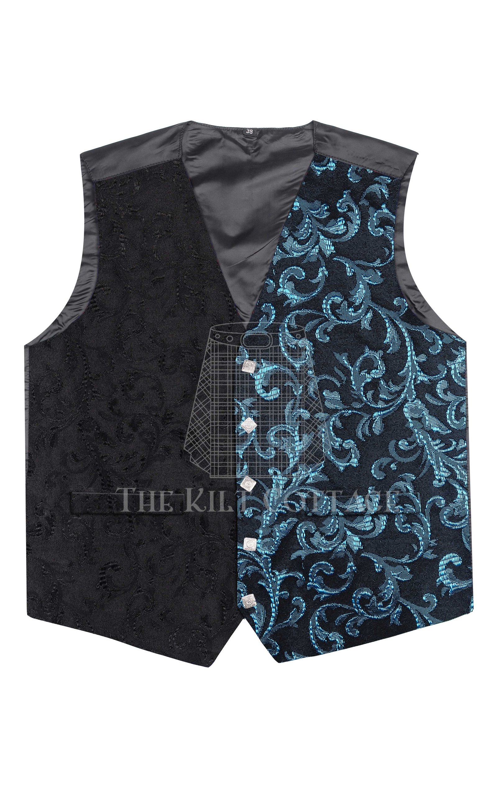 Sea Green Barcode 5 Buttons Argyll Waistcoat Sea Green Barcode 5 Buttons Argyll Waistcoat