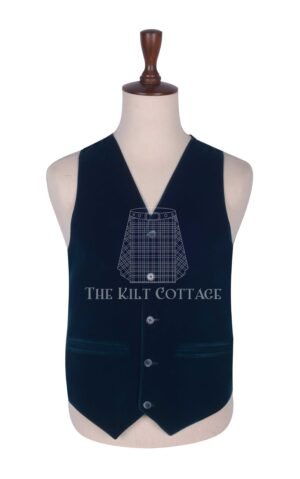 Sea Green Velvet 5 Buttons Argyll Waistcoat