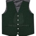Solid Green Wool 5 Buttons Argyll Waistcoat