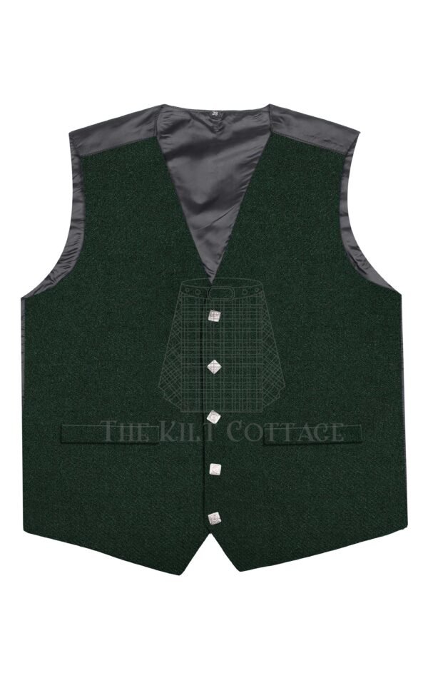 Solid Green Wool 5 Buttons Argyll Waistcoat