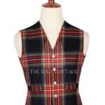 Stewart Black Tartan 5 Buttons Argyll Waistcoat