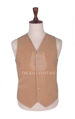 Tan Velvet 5 Buttons Argyll Waistcoat
