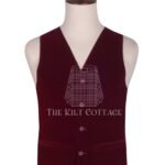 Vine Red Velvet 5 Buttons Argyll Waistcoat