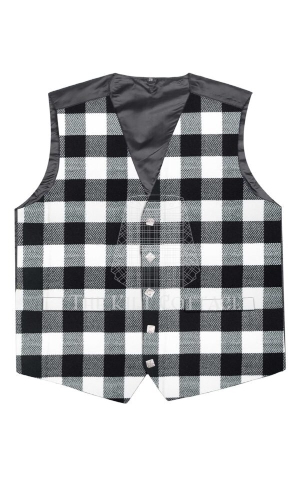 White Black Rob Roy Tartan 5 Buttons Argyll Waistcoat