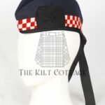 Navy Blue Wool Red And White Diced Glengarry Cap