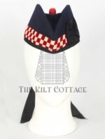 Navy Blue Wool Red And White Diced Glengarry Cap