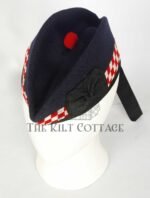 Navy Blue Wool Red And White Diced Glengarry Cap
