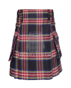 Black Stewart Tartan Utility Kilt