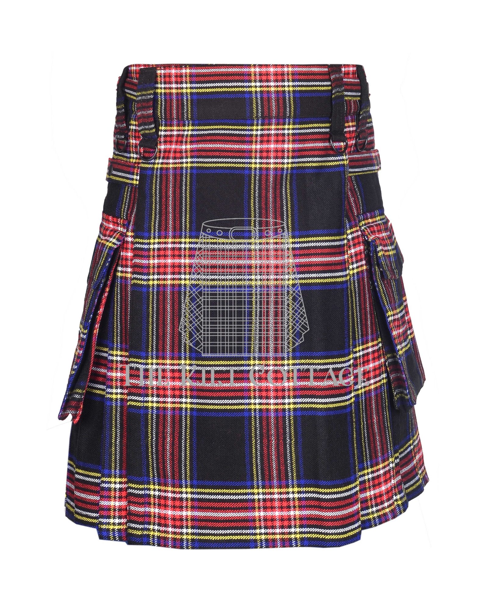 Black Stewart Tartan Utility Kilt