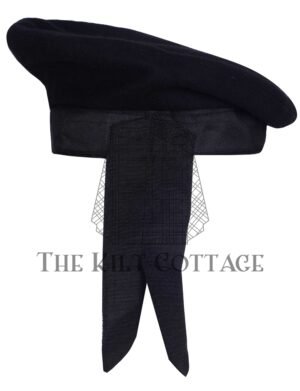 Black Wool Plain Balmoral Cap