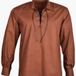 Traditional Scottish Ghillie Jacobite Brown Kilt Shirt